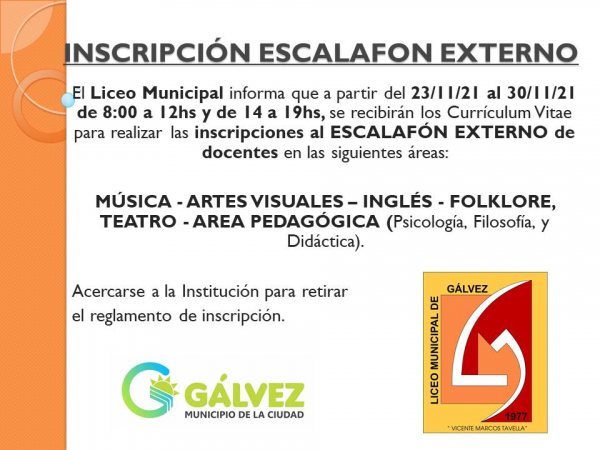 Liceo Municipal: Inscripción al Escalafón Externo