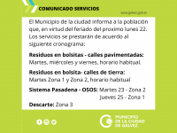 Servicios del 22/11 al 26/11