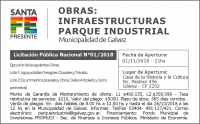 Llamado a Licitación Para Comenzar las Obras de Infraestructura del Parque Industrial Gálvez